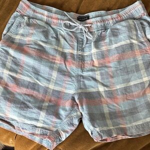 Vissla Men's Plaid Casual Shorts - Blue and Pink, M, 5.5” inseam